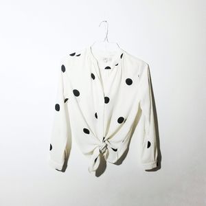 LOFT | White Black Polka Dot Blouse Size Small